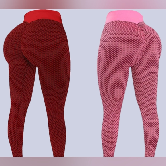 2 Pcs Women's High Waist Scrunch Bubble Booty Leggings Comfortable Pants - Picture 1 of 4